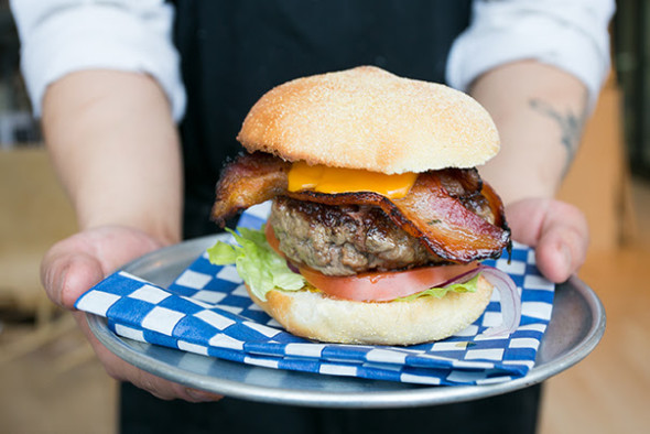 Bacon cheeseburger at M & J's Eastside Deli.